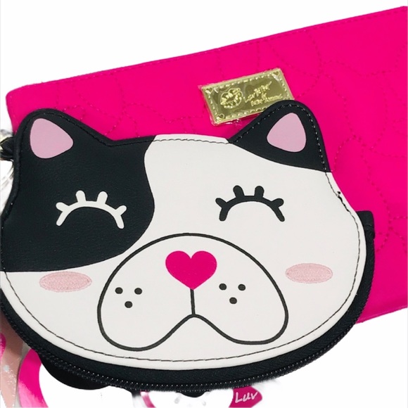 Betsey Johnson Cat Coin Purse and Wristlet, Pink - Picture 2 of 6